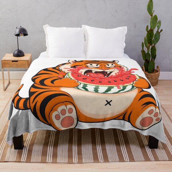 Item preview, Chubby Tiger Eating Juicy Summer Watermelon designed and sold by aigcx.