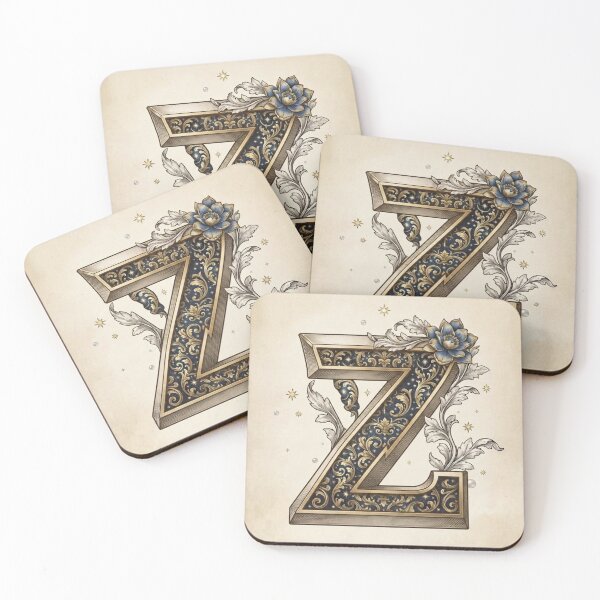 Item preview, Vintage Celestial Botanical Letter Z Watercolor Art designed and sold by TheMinimalFrame.