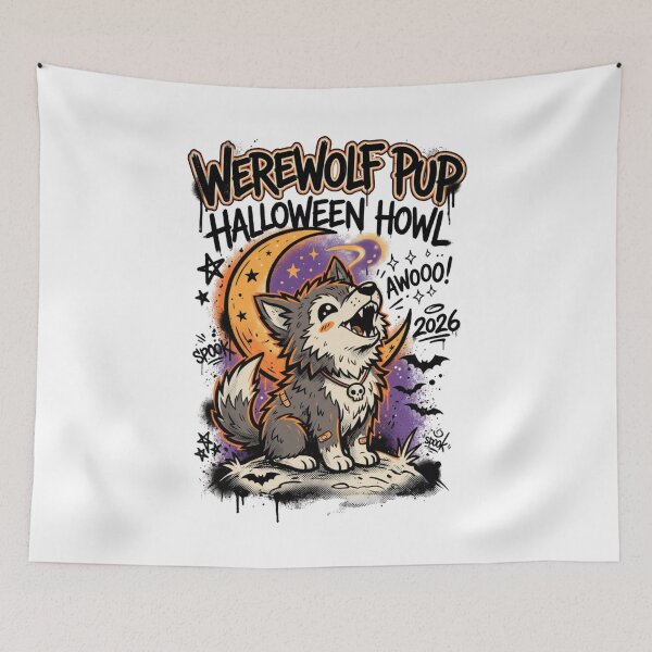 Item preview, Werewolf Pup Halloween Howl 2026 Graffiti Design Tee designed and sold by DarylWelsh2024.