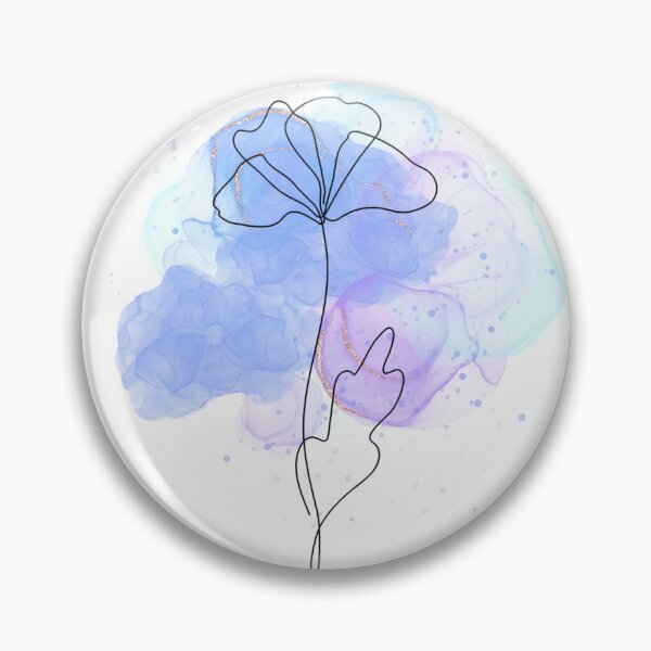 Item preview, Minimal Line Art Flower With Watercolor Splash designed and sold by AnamikaArtVibe.