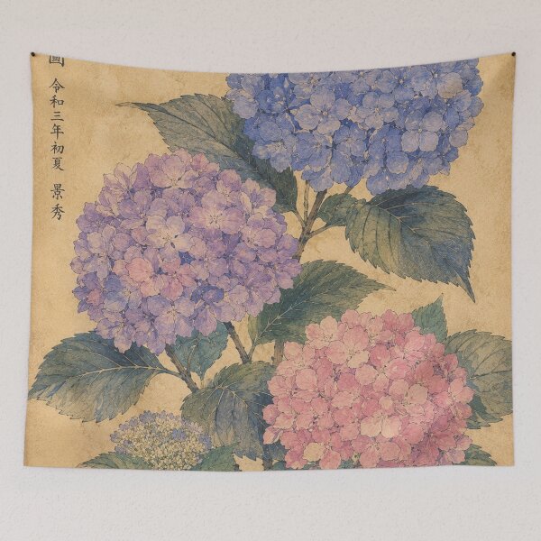 Item preview, Japanese Hydrangea Botanical Print designed and sold by zaveerequeen.