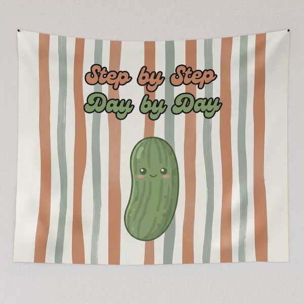 Item preview, Step by Step Day by Day Cute Pickle designed and sold by Basma Designs | Retro, Kawaii Shirts & Stickers.