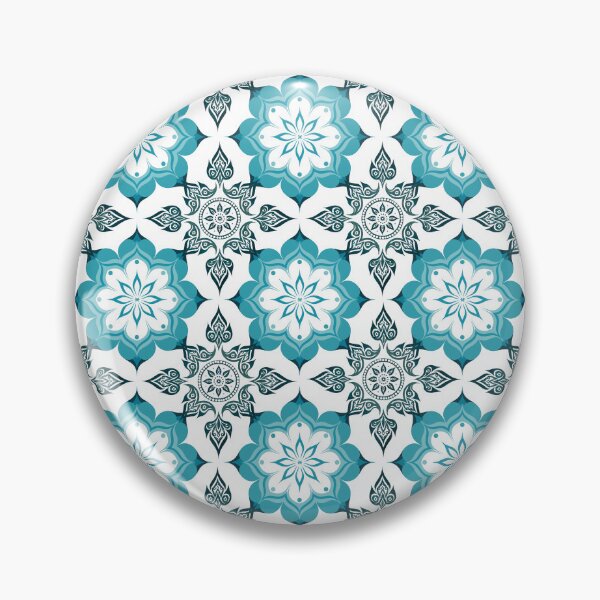 Item preview, Turquoise Thai Lotus Ornamental Pattern on Black designed and sold by Mousy17.