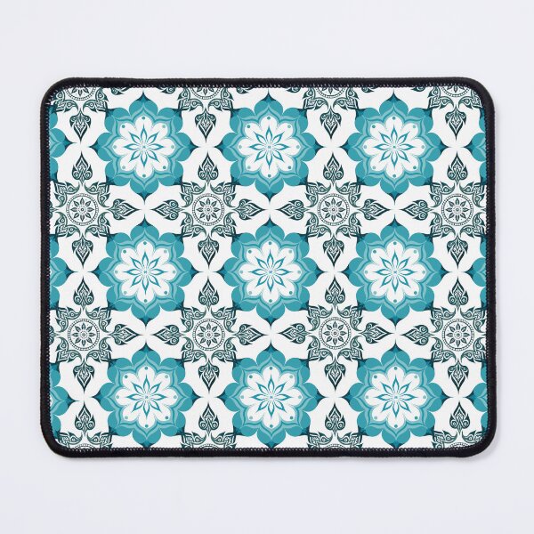 Item preview, Turquoise Thai Lotus Ornamental Pattern on Black designed and sold by Mousy17.