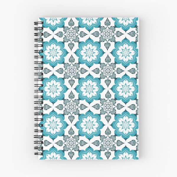 Item preview, Turquoise Thai Lotus Ornamental Pattern on Black designed and sold by Mousy17.