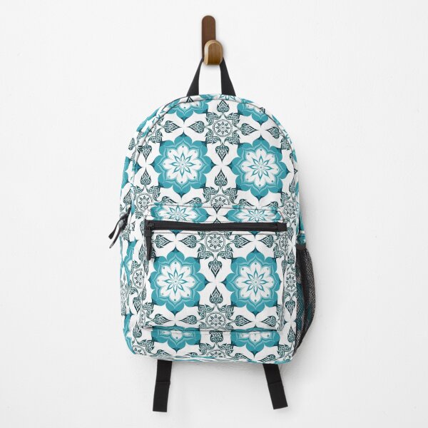 Item preview, Turquoise Thai Lotus Ornamental Pattern on Black designed and sold by Mousy17.