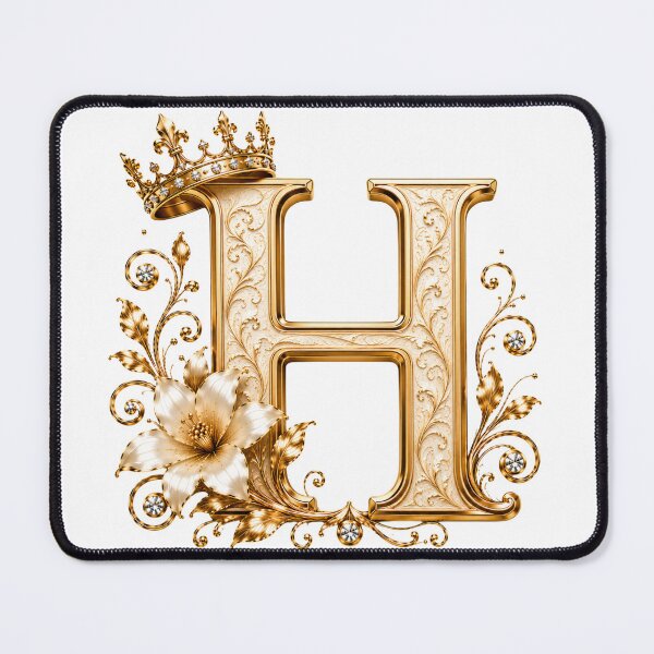 Item preview, Luxury Gold Letter H Monogram with Crown & Lily Flower – Elegant Floral Alphabet Clipart designed and sold by MoodLay.