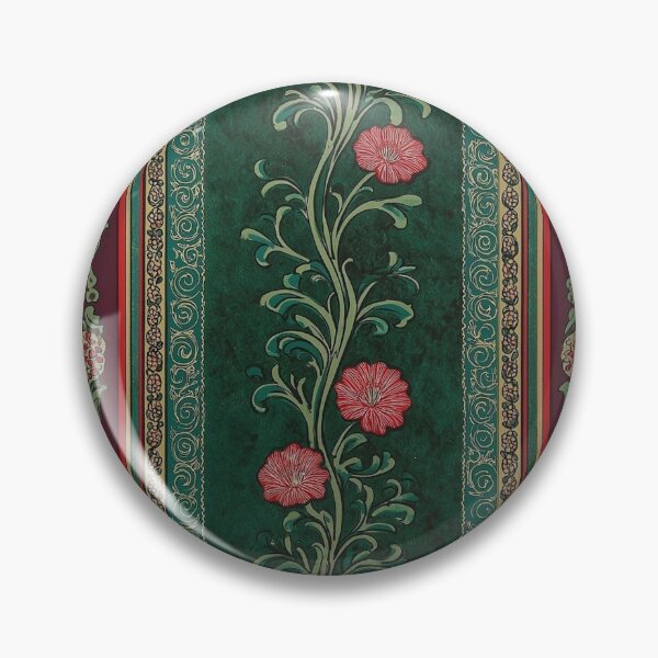 Item preview, Vintage Botanical Stripe: Cottagecore Emerald Floral designed and sold by BrontesWhimsyStore.