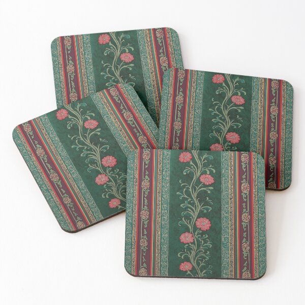 Item preview, Vintage Botanical Stripe: Cottagecore Emerald Floral designed and sold by BrontesWhimsyStore.