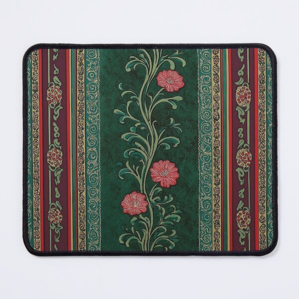 Item preview, Vintage Botanical Stripe: Cottagecore Emerald Floral designed and sold by BrontesWhimsyStore.