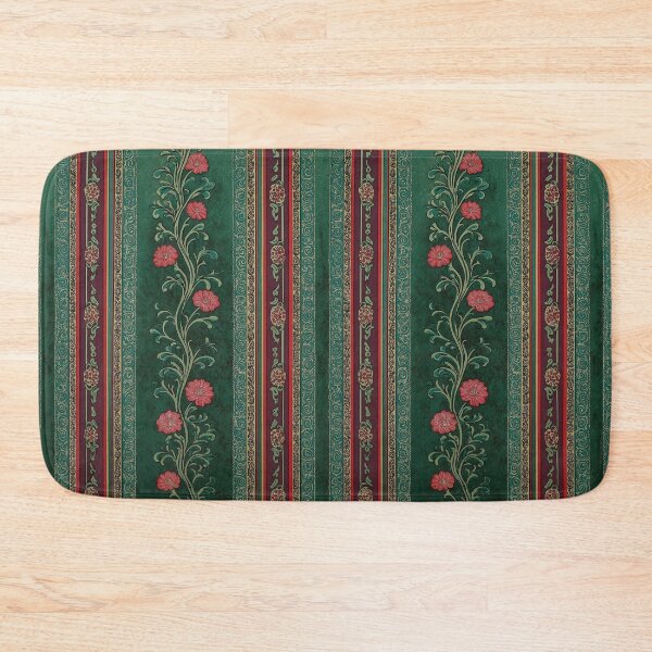 Item preview, Vintage Botanical Stripe: Cottagecore Emerald Floral designed and sold by BrontesWhimsyStore.