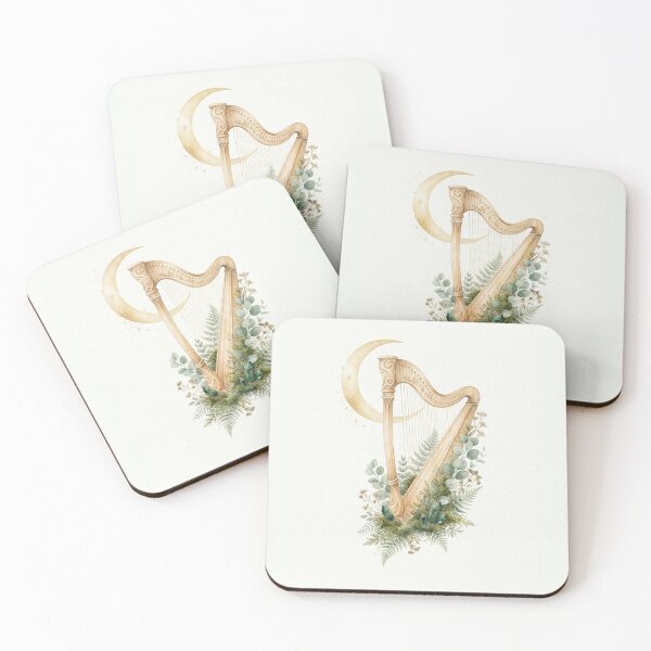 Item preview, Celestial Harp Botanical Emerald Watercolor Art designed and sold by TheMinimalFrame.