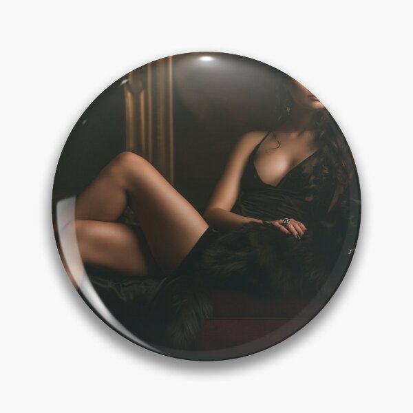 Item preview, Brunette in Black Lingerie with Black Cat on Velvet Chaise | Dark Pin-Up for Man Cave designed and sold by Synth Seduction.