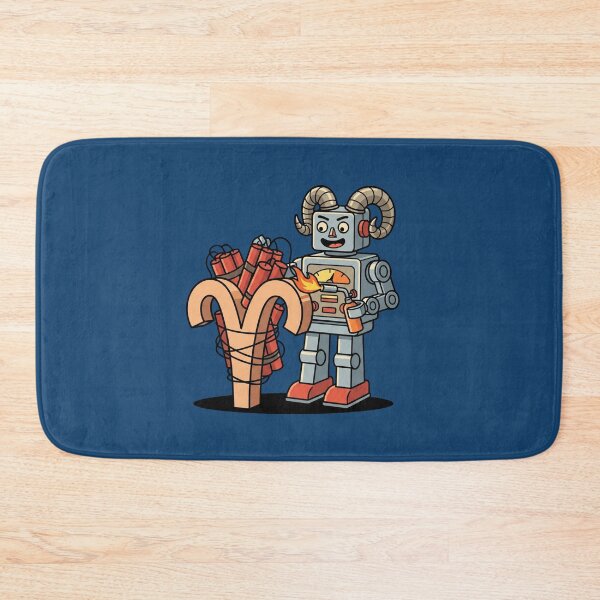 Item preview, Funny Aries Robot with Dynamite and Ram Horns designed and sold by Rare By Hero.