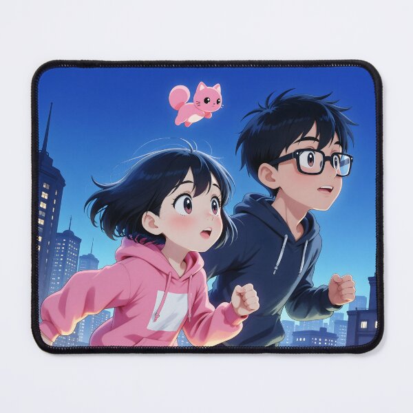 Item preview, Anime Couple Running Through the City Cute Urban Adventure designed and sold by Killington.