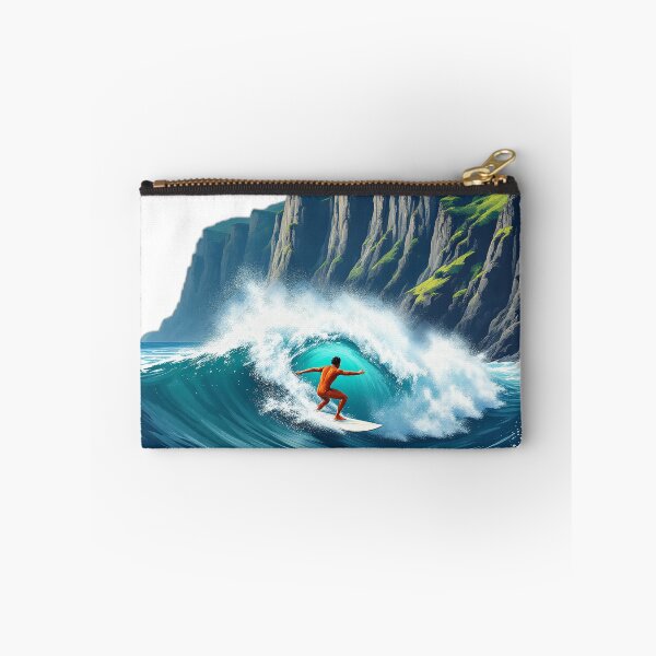Item preview, Basque Coast Surfer & Sea Cliffs — Vintage Travel Poster Art designed and sold by DONOSTIADESIGN.