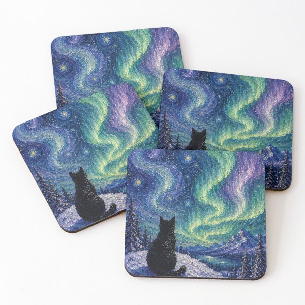 Item preview, Black Cat Beneath the Northern Lights designed and sold by robertbellam.