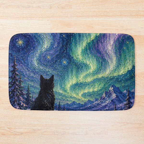 Item preview, Black Cat Beneath the Northern Lights designed and sold by robertbellam.