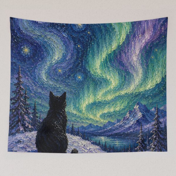 Item preview, Black Cat Beneath the Northern Lights designed and sold by robertbellam.