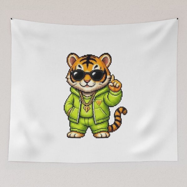 Item preview, Pixel Gangster Tiger – Retro Street Tiger designed and sold by Icareis-Studios.
