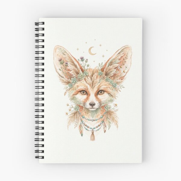 Item preview, Moonlit Fennec Fox Celestial Botanical Watercolor Art designed and sold by TheMinimalFrame.