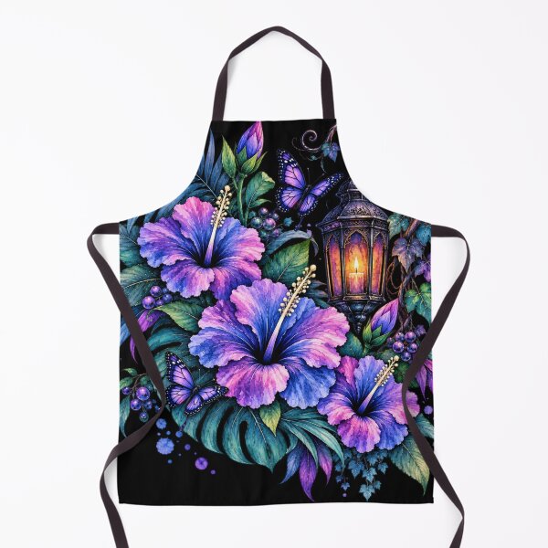 Item preview, Enchanted Gothic Hibiscus Lantern with Purple Butterflies at Night designed and sold by IamNolmo.
