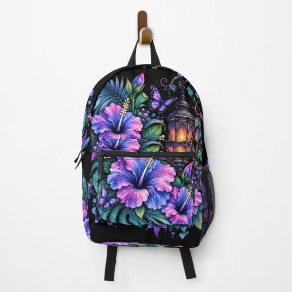 Item preview, Enchanted Gothic Hibiscus Lantern with Purple Butterflies at Night designed and sold by IamNolmo.