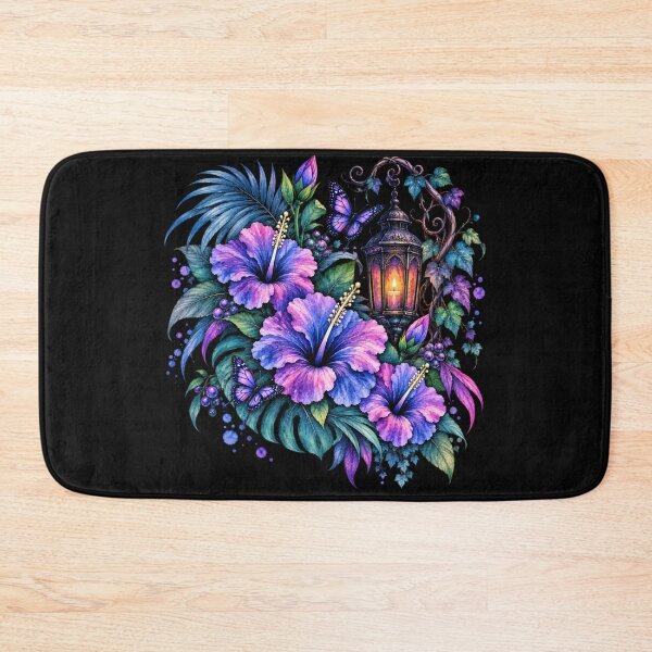 Item preview, Enchanted Gothic Hibiscus Lantern with Purple Butterflies at Night designed and sold by IamNolmo.
