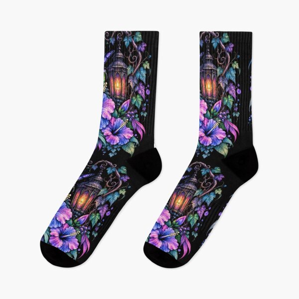 Item preview, Enchanted Gothic Hibiscus Lantern with Purple Butterflies at Night designed and sold by IamNolmo.