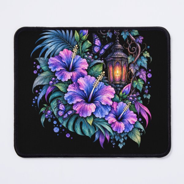 Item preview, Enchanted Gothic Hibiscus Lantern with Purple Butterflies at Night designed and sold by IamNolmo.