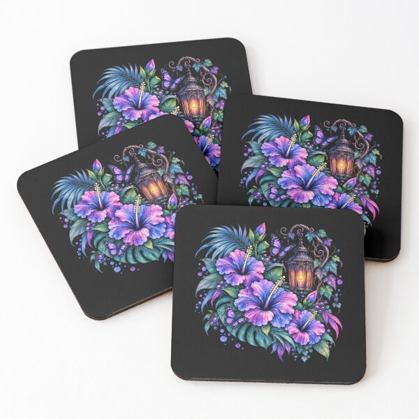Item preview, Enchanted Gothic Hibiscus Lantern with Purple Butterflies at Night designed and sold by IamNolmo.