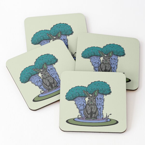 Item preview, Forest Rabbit – Dark Cottagecore Mushroom Art designed and sold by Half Mess.
