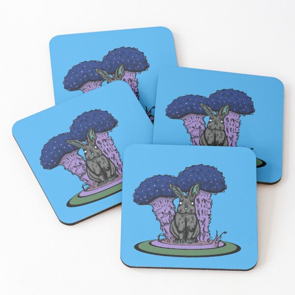 Item preview, Forest Rabbit – Dark Cottagecore Mushroom Art designed and sold by Half Mess.