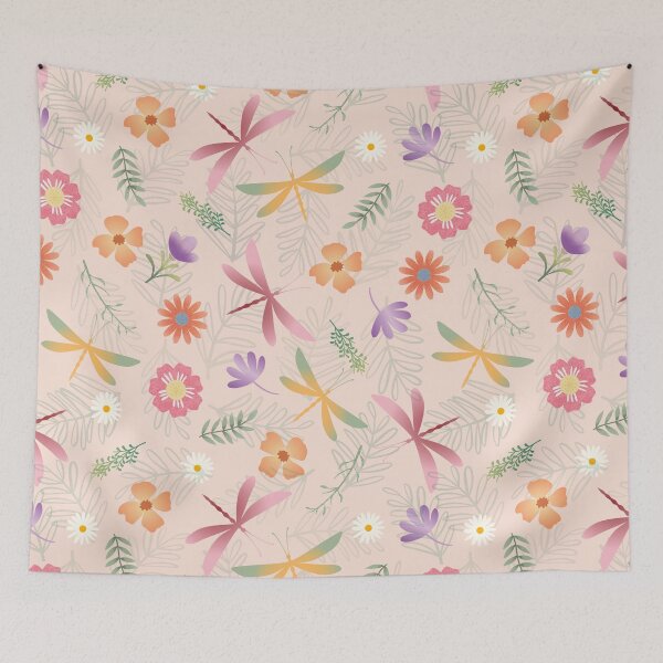 Item preview, Dragonfly Dance Floral Seamless Pattern | Dragonfly & Wildflower Fabric Design | Whimsical Botanical Digital Paper designed and sold by mistywoodstudio.