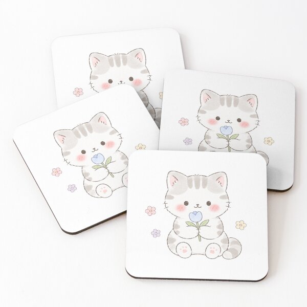 Item preview, Sweet Watercolor Tabby Cat With Blue Tulip designed and sold by Partoon-dp.