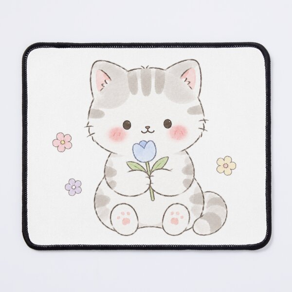 Item preview, Sweet Watercolor Tabby Cat With Blue Tulip designed and sold by Partoon-dp.