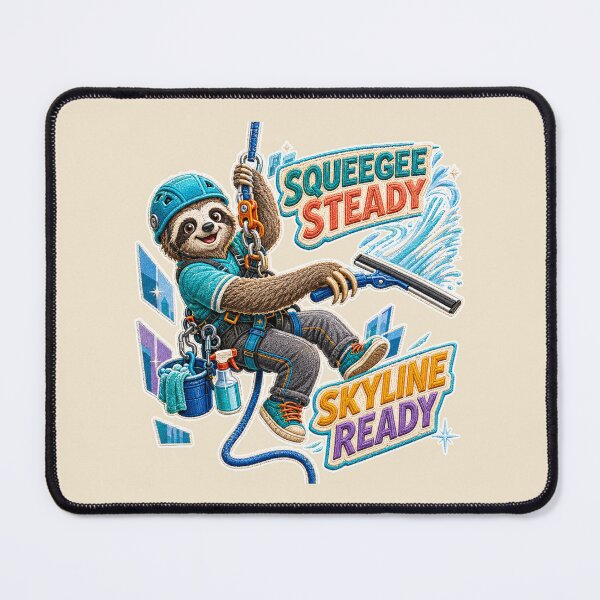 Item preview, Labor Day Sloth Window Cleaner – Squeegee Steady Skyline Ready Embroidery Design designed and sold by Jaani-T.
