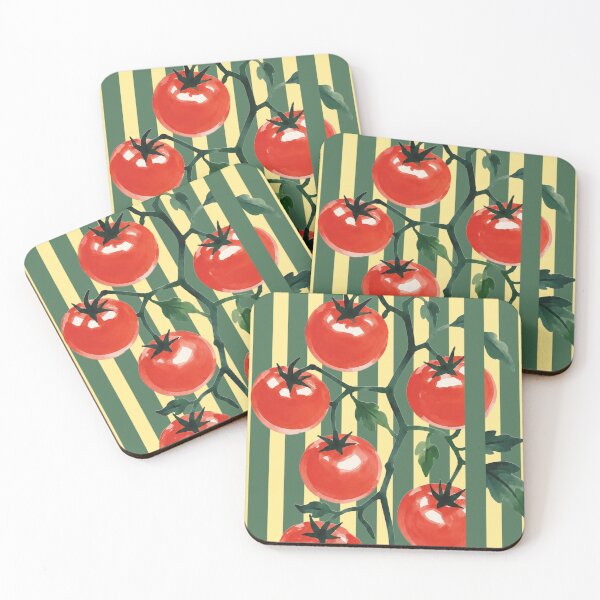Item preview, Vintage Tomatoes Poster - Retro Kitchen Art & Striped Botanical Print designed and sold by Austros.