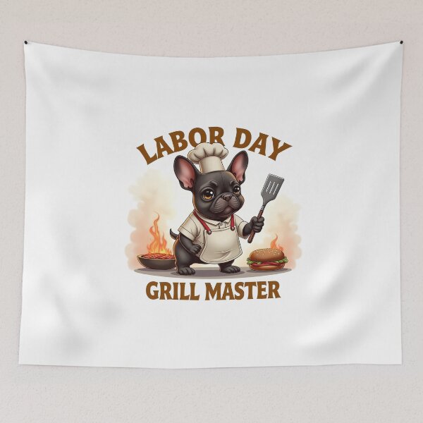 Item preview, LABOR DAY GRILL MASTER FRENCH BULLDOG BBQ CHEF ART designed and sold by PawsStudioAU.