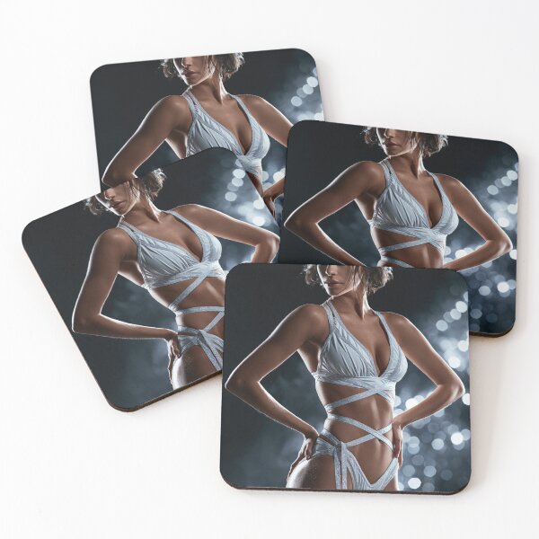 Item preview, Woman in White Sparkle Strappy Lingerie | Sexy Pin-Up for Man Cave designed and sold by Synth Seduction.