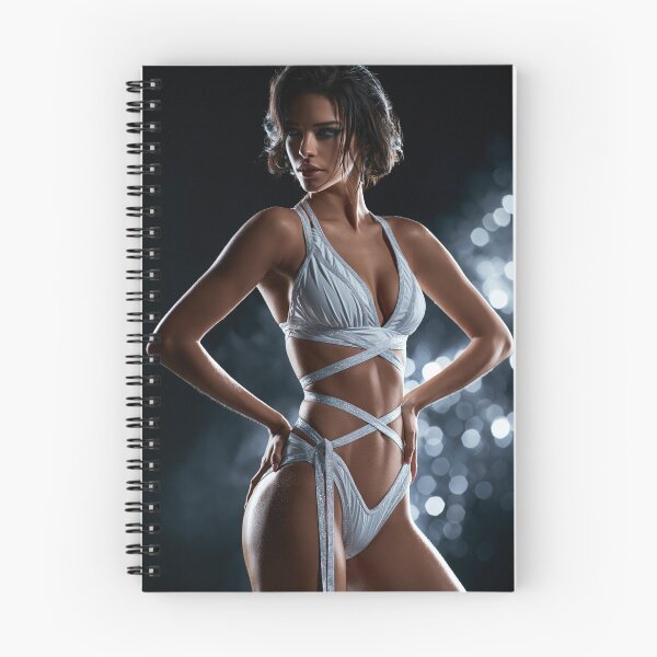 Item preview, Woman in White Sparkle Strappy Lingerie | Sexy Pin-Up for Man Cave designed and sold by Synth Seduction.