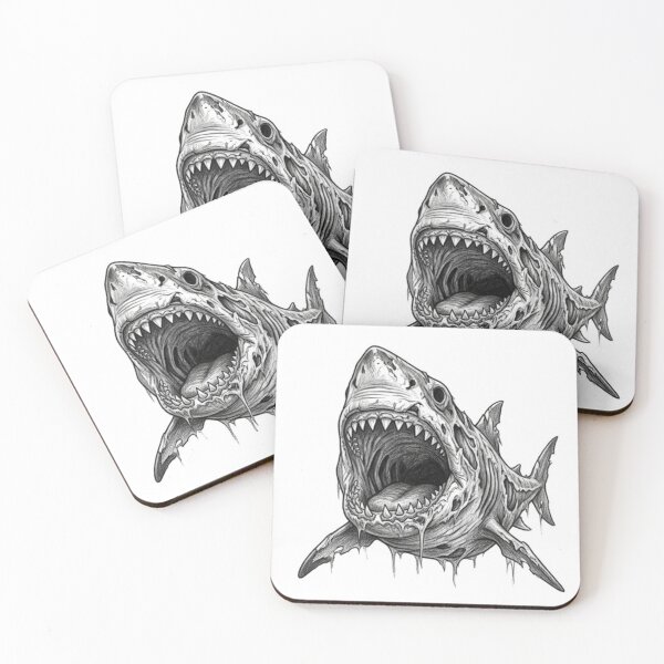 Item preview, Zombie shark Halloween – Spooky Undead Animal Pencil Art designed and sold by Pencil-Art.