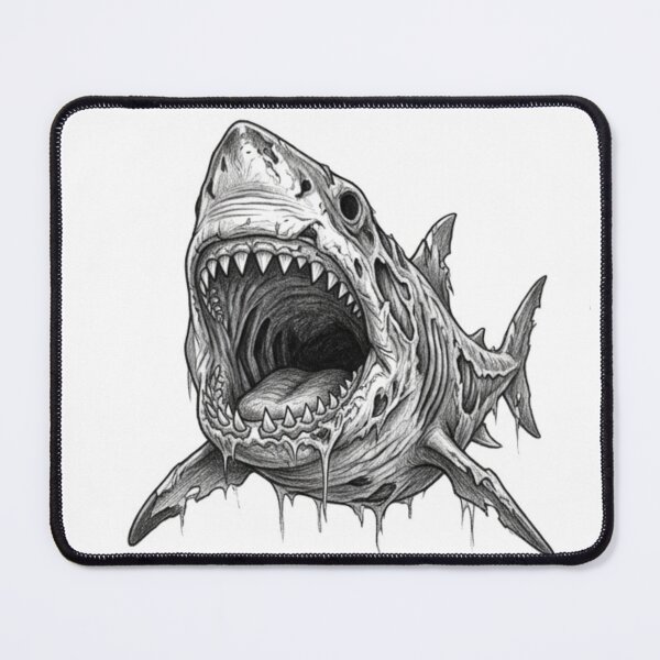 Item preview, Zombie shark Halloween – Spooky Undead Animal Pencil Art designed and sold by Pencil-Art.