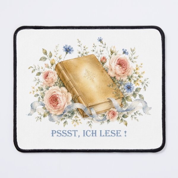 Item preview, Pssst ich lese German Floral watercolor Book lover designed and sold by Anne Londez Studio.