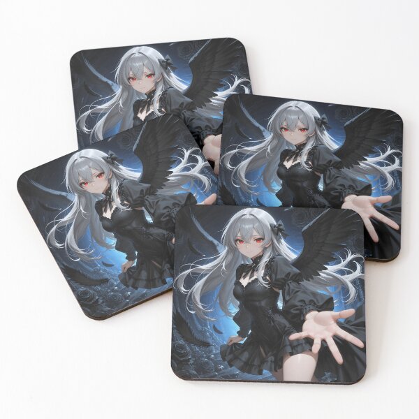 Item preview, Silver-Haired Gothic Dark Angel with Black Wings designed and sold by Killington.