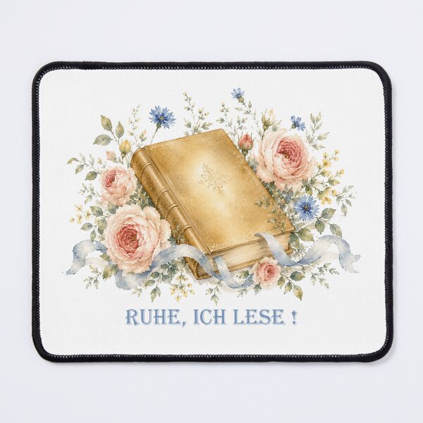 Item preview, Ruhe ich lese German Floral watercolor Book lover designed and sold by Anne Londez Studio.