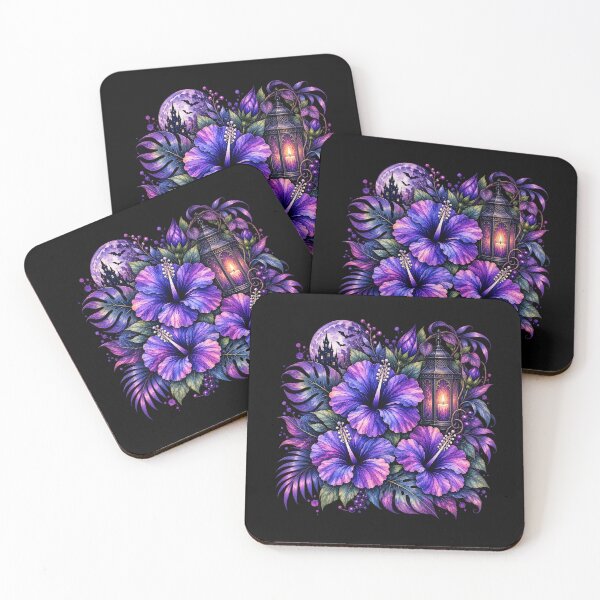 Item preview, Midnight Gothic Castle Moon Hibiscus Lantern with Bats designed and sold by IamNolmo.