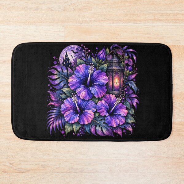 Item preview, Midnight Gothic Castle Moon Hibiscus Lantern with Bats designed and sold by IamNolmo.