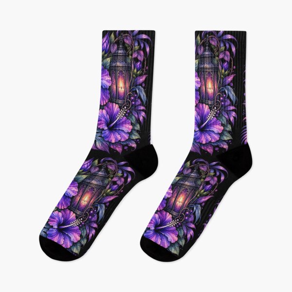 Item preview, Midnight Gothic Castle Moon Hibiscus Lantern with Bats designed and sold by IamNolmo.