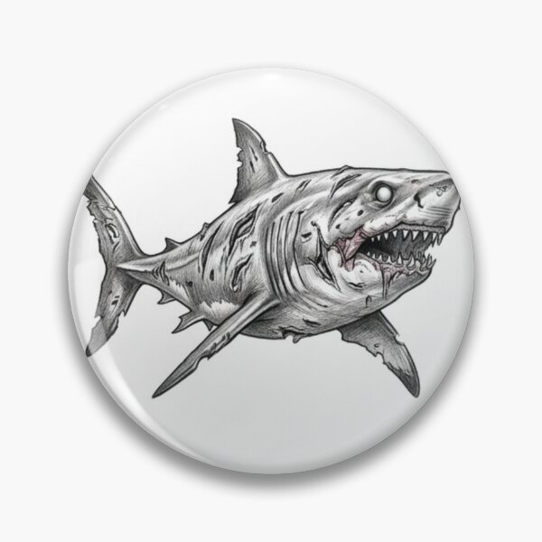 Item preview, Zombie shark Halloween – Spooky Undead Animal Pencil Art designed and sold by Pencil-Art.